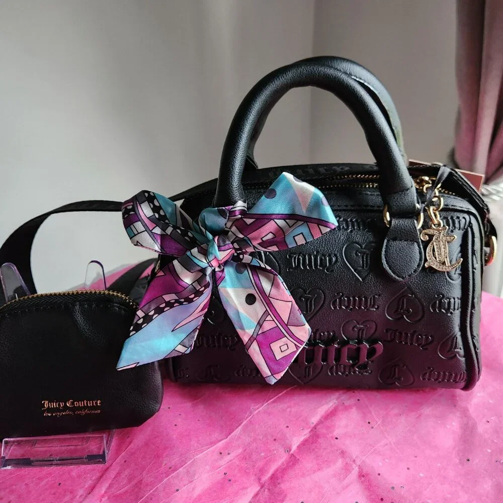 Juicy Couture NWT Semi Charmed Mini Black Bag and pouch 4Pc Satchel set - Picture 1 of 9